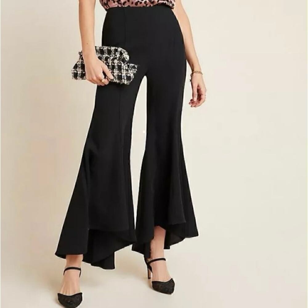 Anthropologie Black Flared Straight Leg Pants